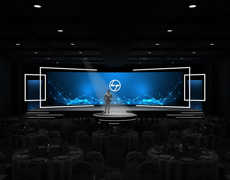 Huawei Vietnam event stage with blue LED wall